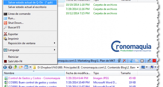 Q-Dir Guardar ubicaciones personalizadas - Cronomaquia